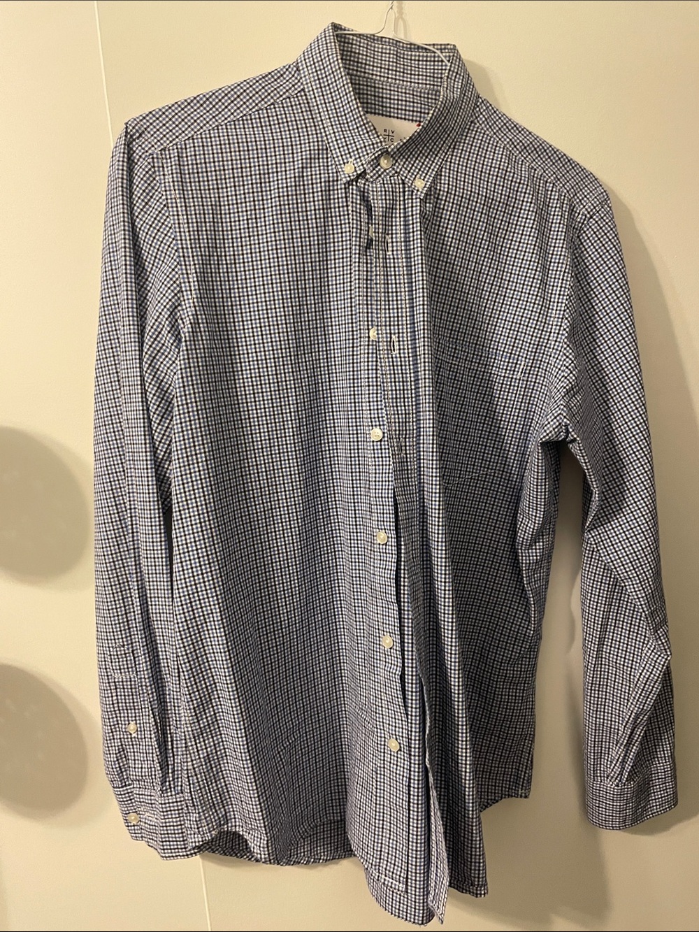 Men's Blue Gingham Button-Down Dress Shirt